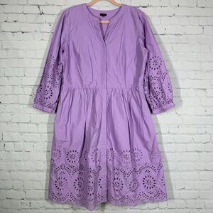 Talbots Midi Dress Women Plus XL Lavander Button Front Cottage Prairie Pockets